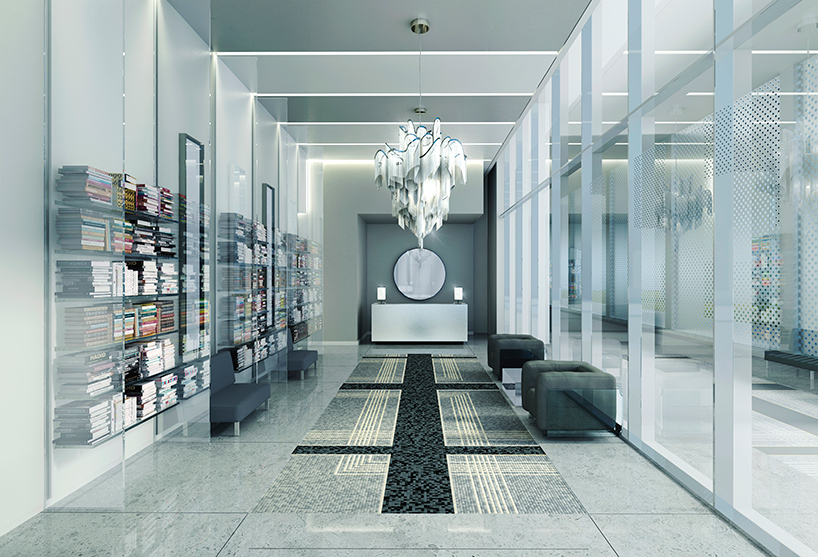 karl lagerfeld designs monochromatic lobbies for toronto's art shoppe lofts + condos