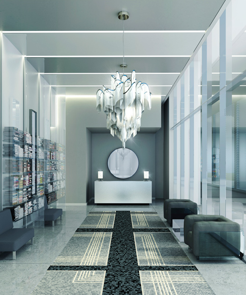 karl lagerfeld designs monochromatic lobbies for toronto's art shoppe lofts + condos