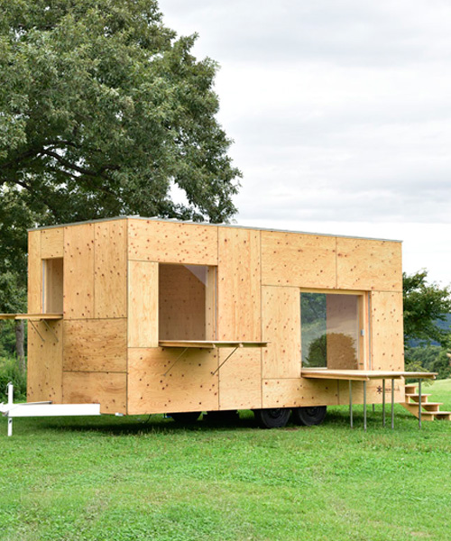 kengo kuma develops timber mobile home for a nomadic lifestyle