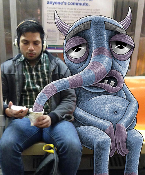 monsters of new york city sneak up on unsuspecting subway riders