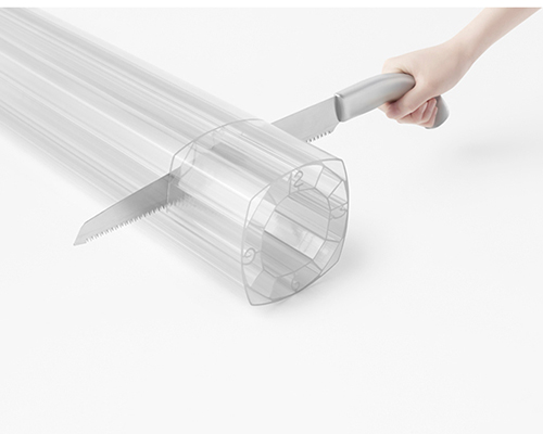 nendo's 'slice of time' installation literally cuts a few seconds off your day