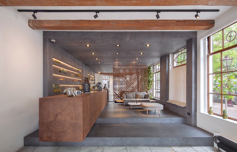 standard studio plays with contrasts inside cold pressed juicery in amsterdam