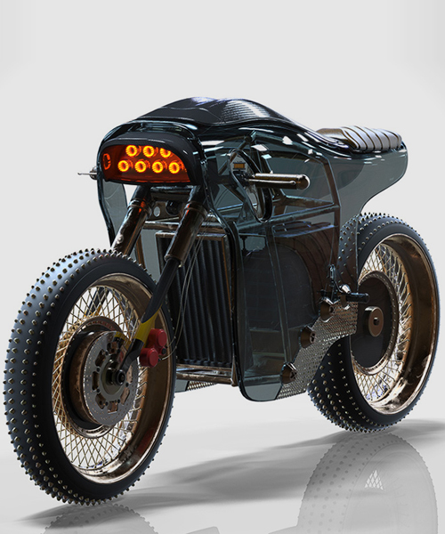 sinister electric cafe racer features burning hot headlamps