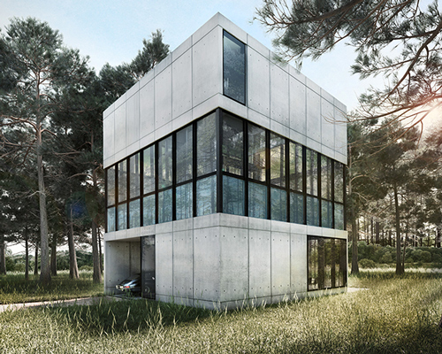 glass encased swimming pool level inserted into forest dwelling by LAAV architects