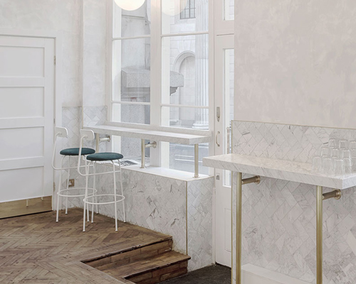 biasol: design studio details bar in london with marble, brass and wood
