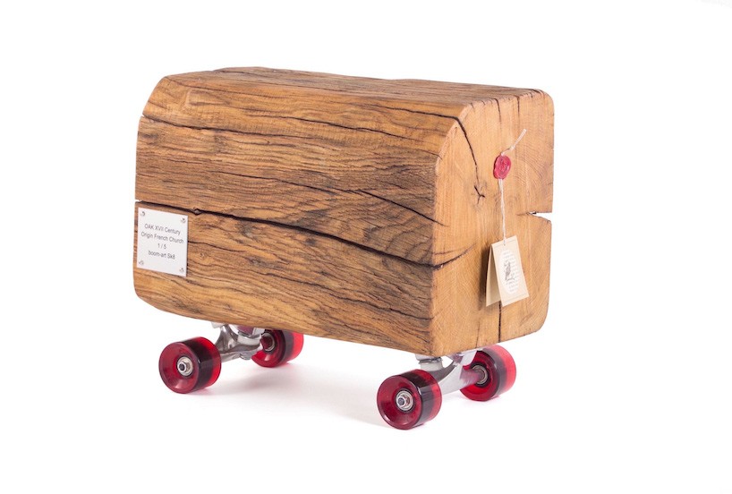 skateboard louis XIV is a 300 year-old oak log on wheels
