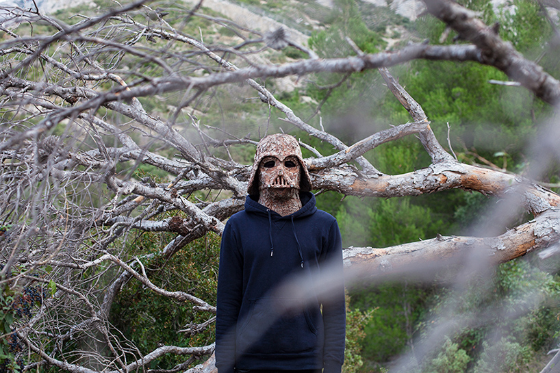 'bark vader' helmet by christophe guinet: arborous armor for a wooden star wars warrior
