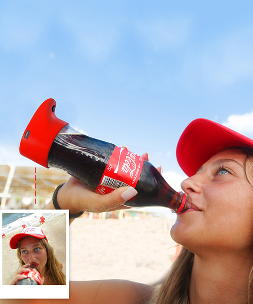 coca-cola selfie bottle snaps your portrait mid-sip