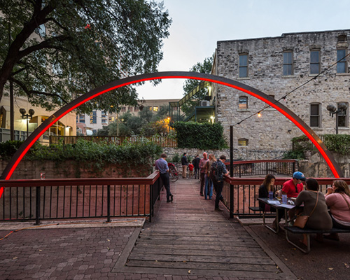 east side collective light up austin with a glowing LED arch