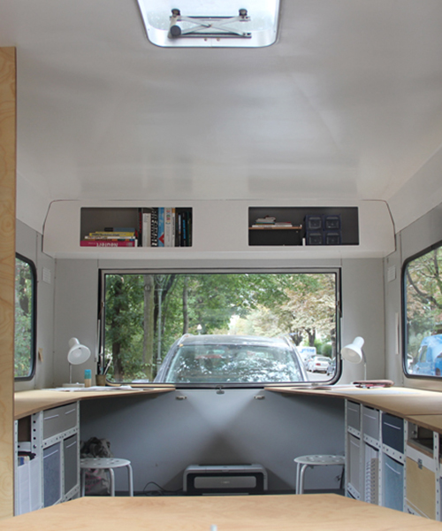 guerilla architects' 'der stadt:symbiont' is a co-working space inside a caravan