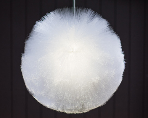 luma pendant by siwoff+ park is a fuzzy fiber optic light ball