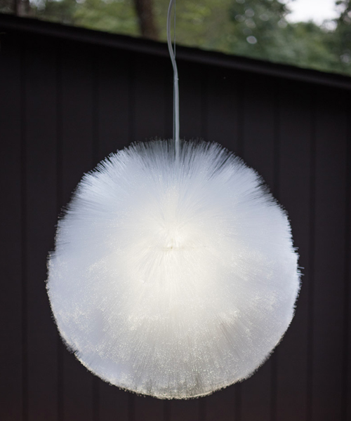 luma pendant by siwoff+ park is a fuzzy fiber optic light ball