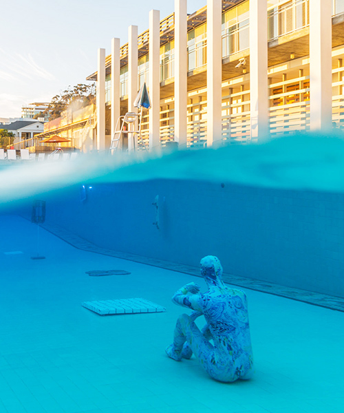 machine project's underwater art show is submerged in a swimming pool in LA