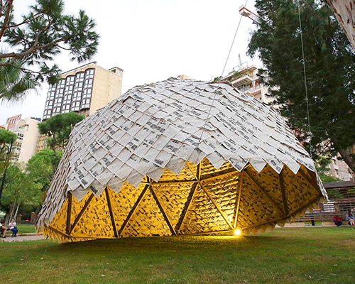 atelier yokyok + ulysse lacoste build 'paper dome' from newspapers in beirut