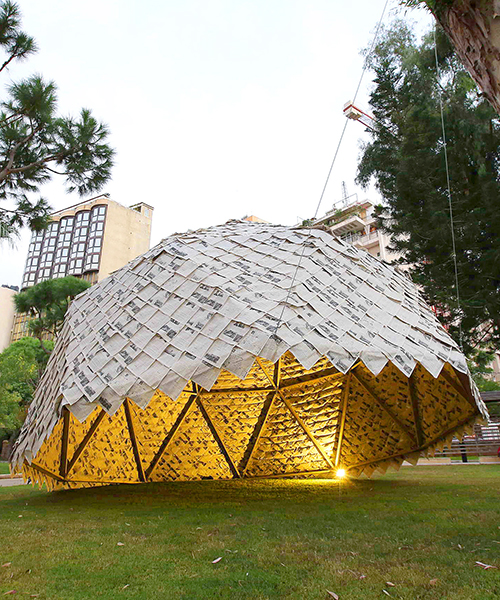 atelier yokyok + ulysse lacoste build 'paper dome' from newspapers in beirut