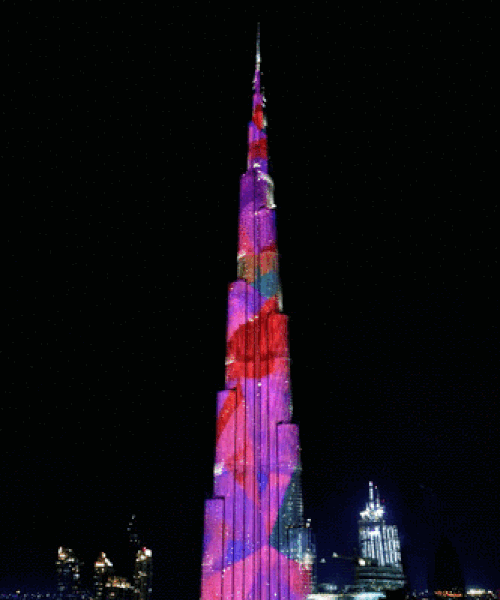 dubai design week: animating the LED facade of world's tallest tower