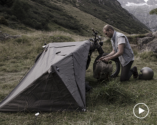 exposed's motorcycle bivouac is a minimalist tent for city escapes