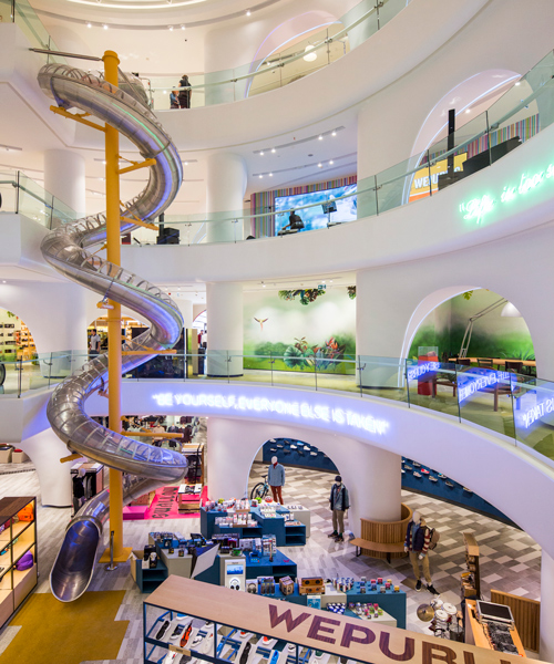 GAD architecture installs giant spiral slide inside istanbul department store