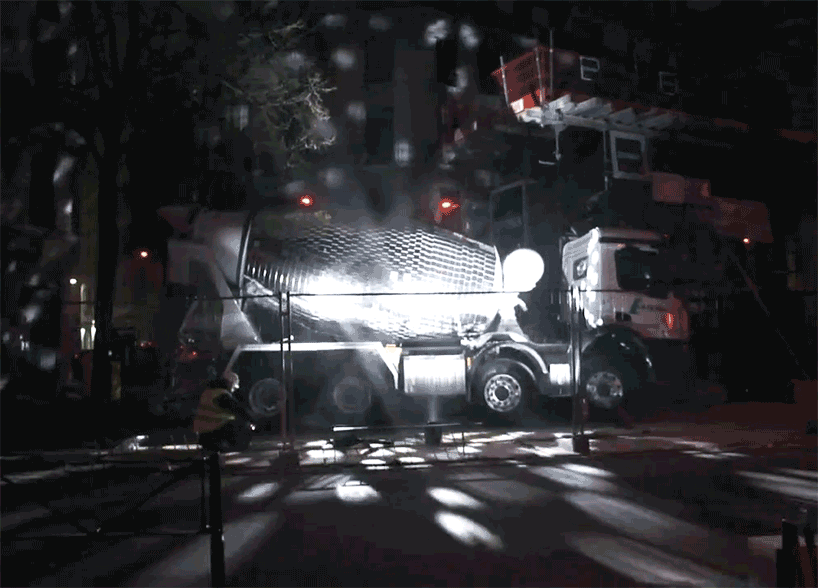 benedetto bufalino's disco ball cement mixer turns a construction site into a night club
