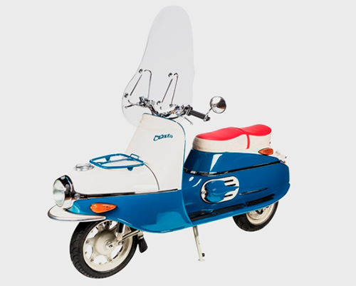 cezeta electric scooter features a distinctive torpedo form