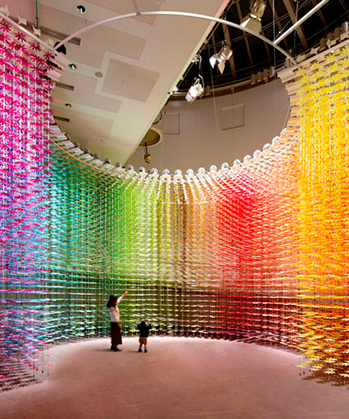 emmanuelle moureaux's installation in tokyo immerses visitors in a spiral of color