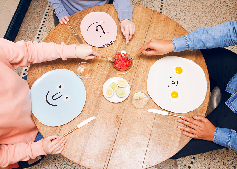 jean jullien crafts porcelain 'face plates' with peculiar personalities