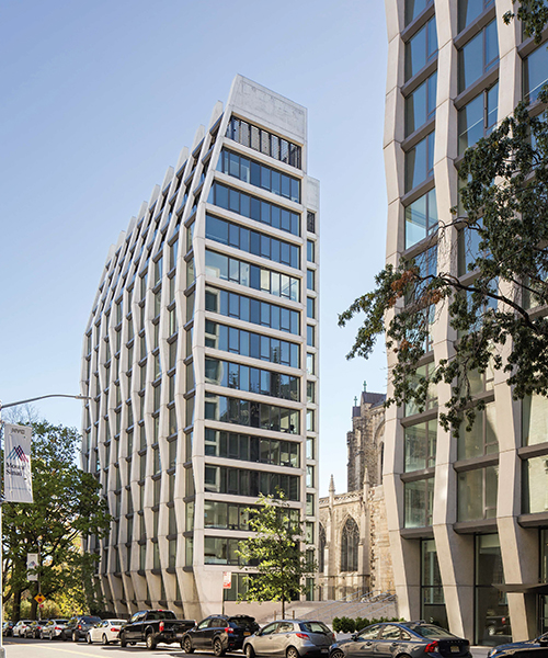 handel architects site ribbed residential building next to cathedral in new york