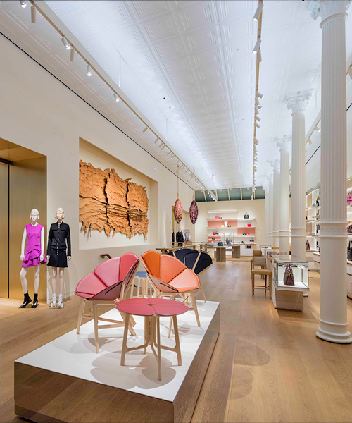 peter marino's redesigned louis vuitton store in NYC features handpainted columns