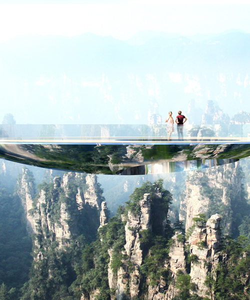 martin duplantier's sky-high mirrored lookouts connect sandstone pillars in china