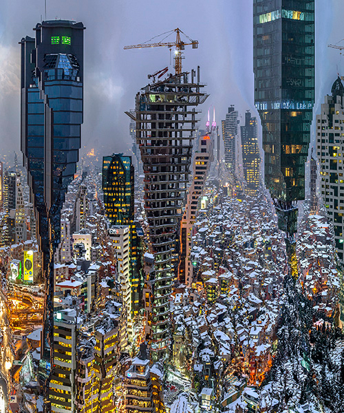 murat germen's compressed images resulting in futuristic city notions