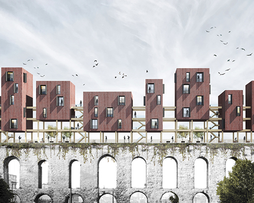superspace suggests floating housing modules to revitalize the valens archway in istanbul