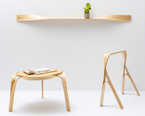 bar gantz transforms steam-bent + twisted wood into home furniture