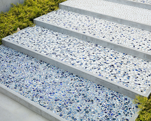 DO.DO. extend nagasaki porcelain factory with mosaic patio + corrugated awning