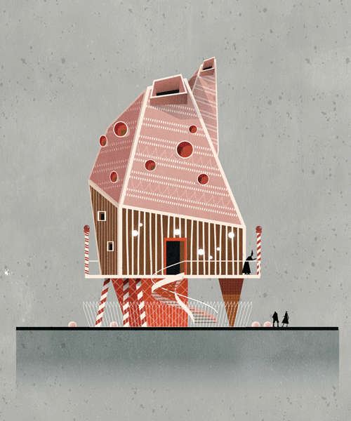 federico babina's imaginative illustrations tell fairy tales through architecture