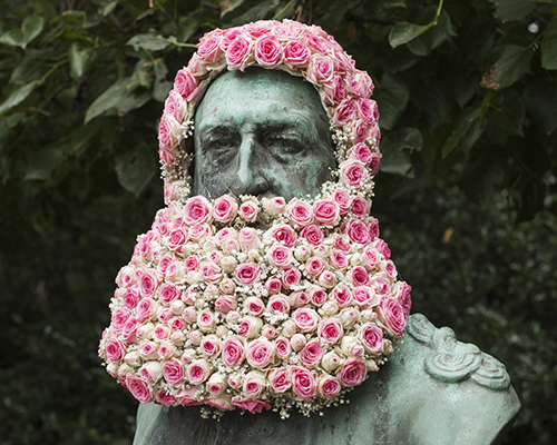 geoffroy mottart grows flower beards on famous busts in belgium