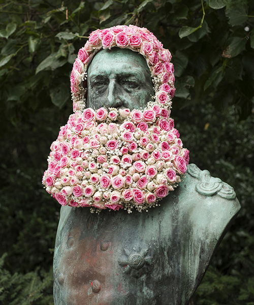 geoffroy mottart grows flower beards on famous busts in belgium