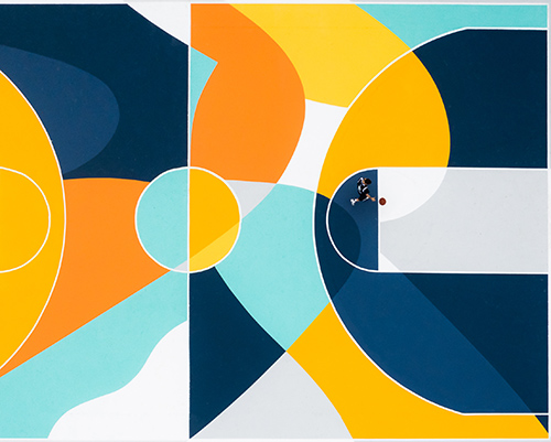 gue turns a basketball court in italy into a labyrinth of lines and colors