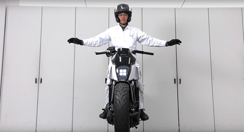 honda's self-balancing motorbike that can sit, stay and heel