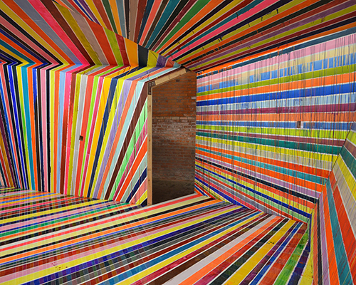 nick gelpi constructs an 'inhabitable painting' for markus linnenbrink's striped mural