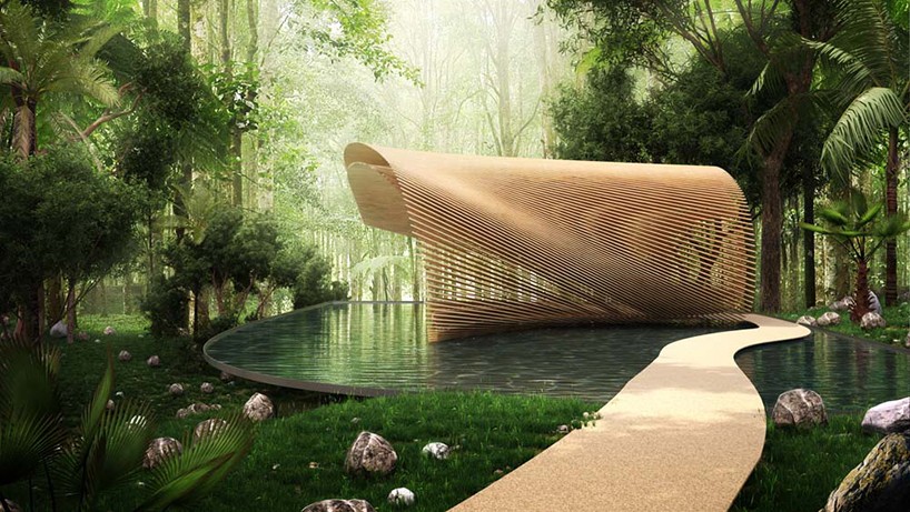 kengo kuma envisions tranquil bali villa escapes with timber screening