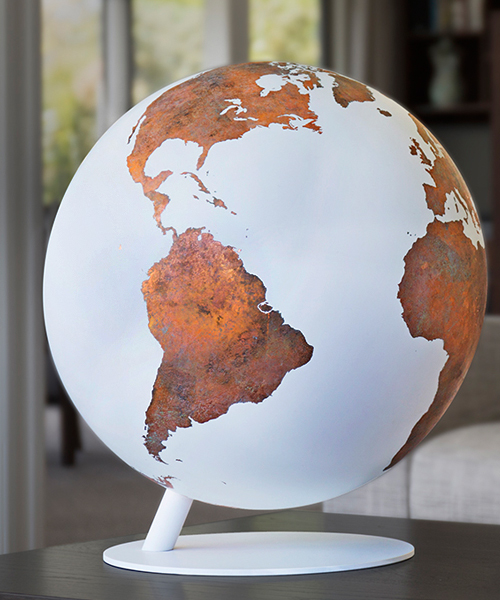 luke calder handcrafts borderless + wordless copper globes