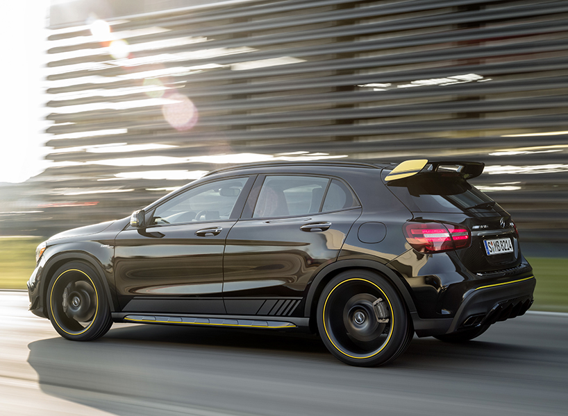 mercedes benz GLA AMG 45 4MATIC Yellow designboom