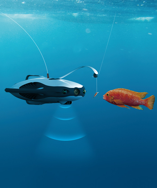 underwater powerray fishing drone creates waves at the CES 2017