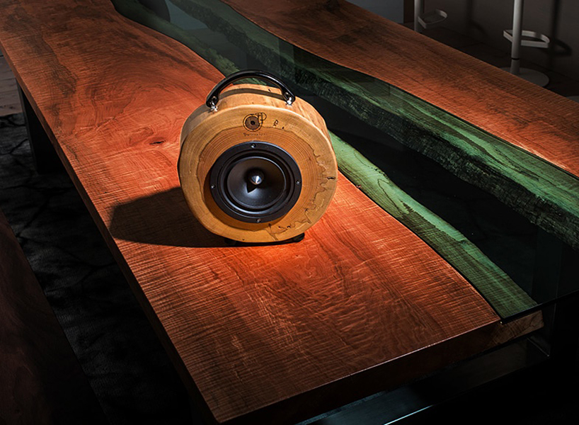 rockit log speaker designboom