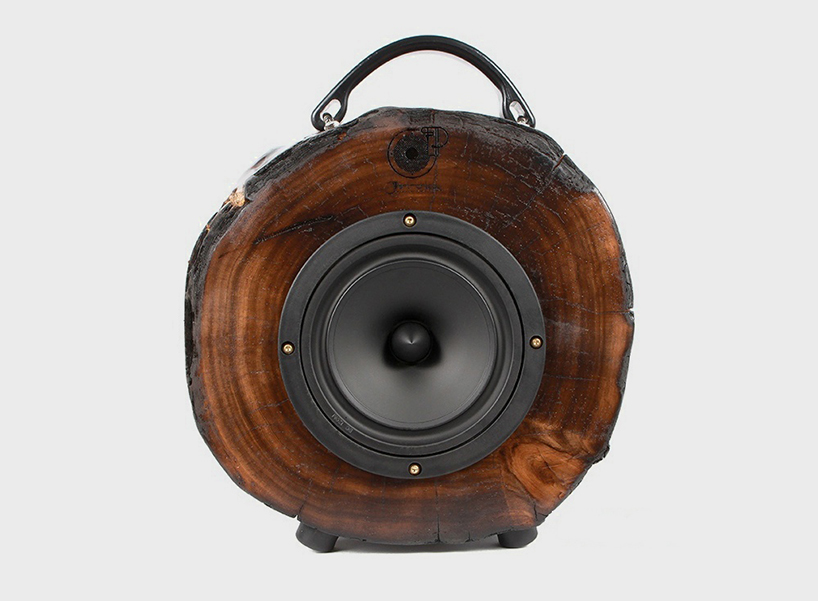 rockit log speaker designboom