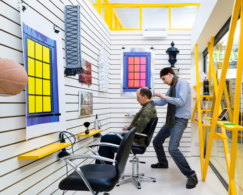 london's smallest gallery operates as both exhibition venue and hair salon