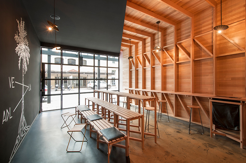 studio gram diagonally divides adelaide cafe into two