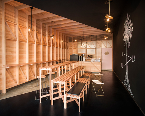 studio-gram diagonally divides adelaide cafe into two