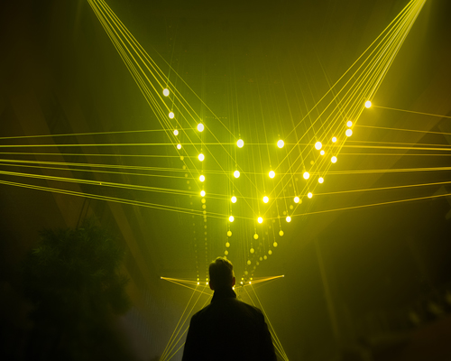 TETRO+A and whitevoid's deep web installation is a kinetic laser sculpture