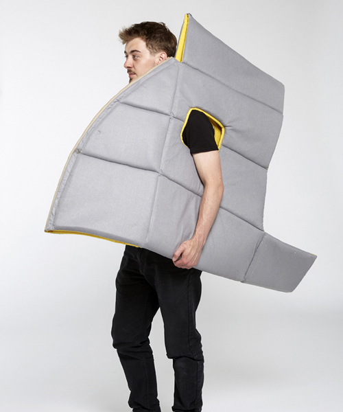 yang zhao introduces sharkman, a wearable furniture for everyday use